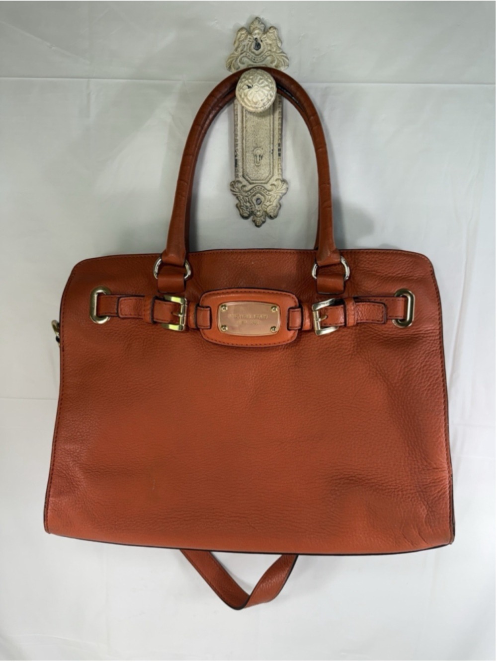 MICHAEL Michael Kors Hamilton Large EW Chain Strap Satchel in Orange
